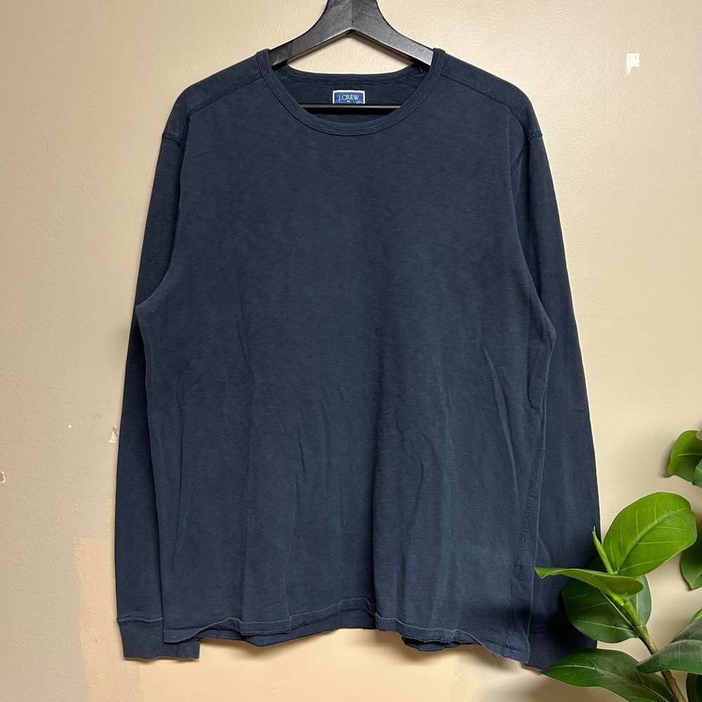 J. Crew Mens Navy Relaxed Long Sleeve Cotton Slub Shirt B4786 L